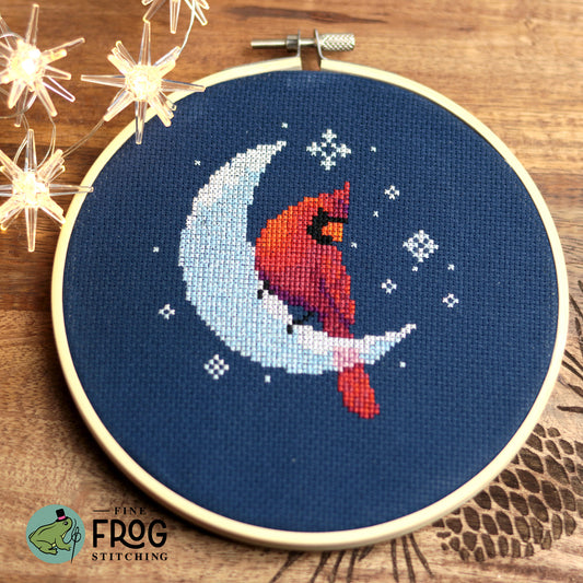 Ice Moon Cardinal - Small Printed Cross Stitch Chart