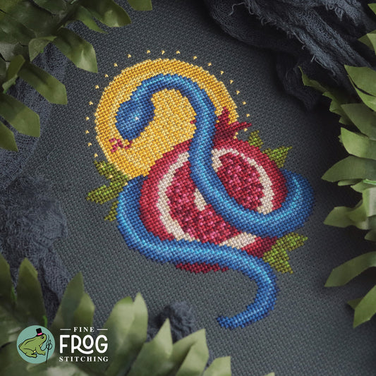 Snake and Pomegranate - Large Printed Cross Stitch Chart